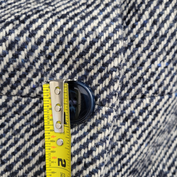 Cinzia Rocca Wool Coat Black Striped Size 8 Speckles Elegant Dinner in the City - Picture 12 of 16